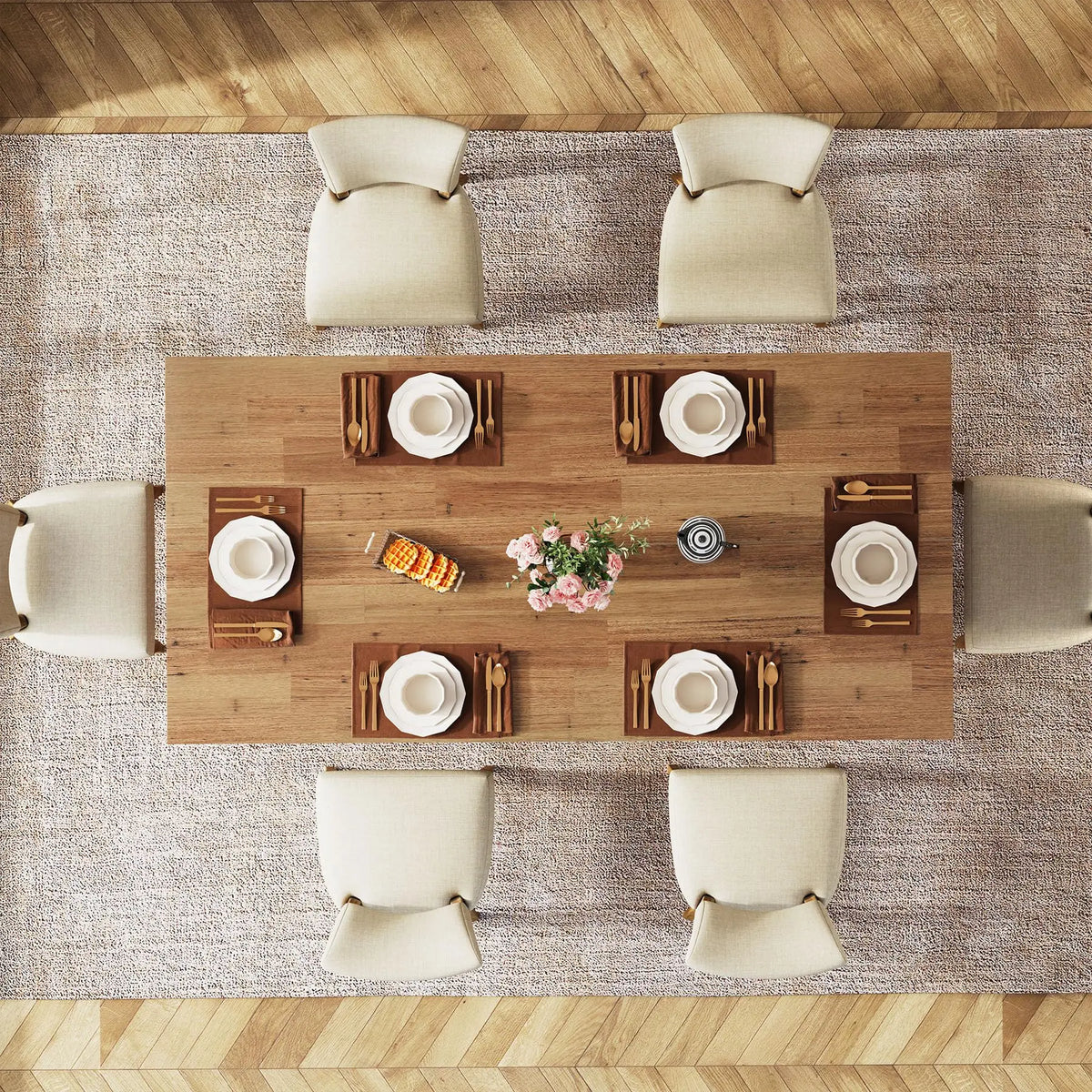 Tribesigns Modern Rectangular Wooden Dining Table for Kitchen Use