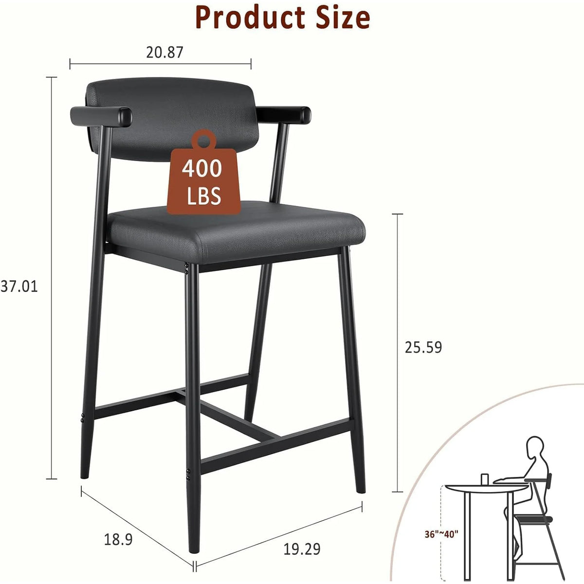 Twister CK Modern Bar Stools With Upholstered Seat And Footrest