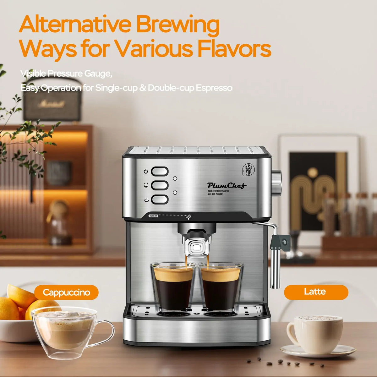 Espresso Machine 20 Bar Professional Compact Coffee Maker With Milk Frother