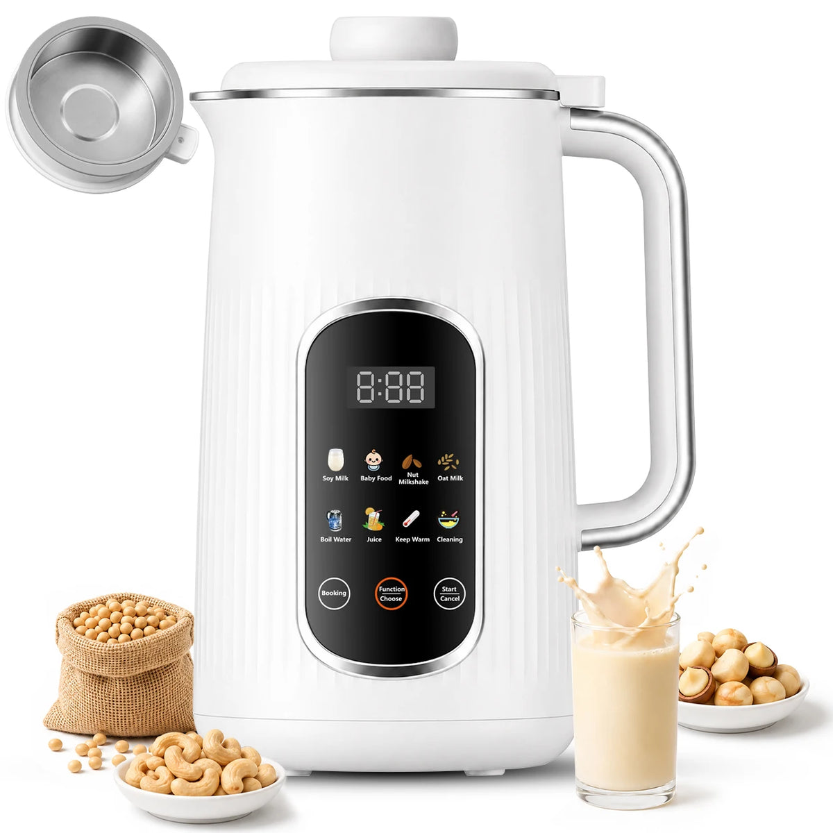 Stainless Steel 8in1 Nut Milk Maker With Self Cleaning