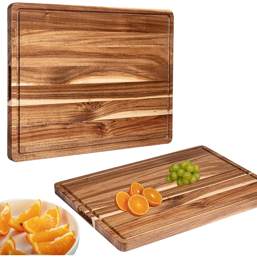 Twister.CK Extra Large Wood Cutting Board With Handle And Juice Groove