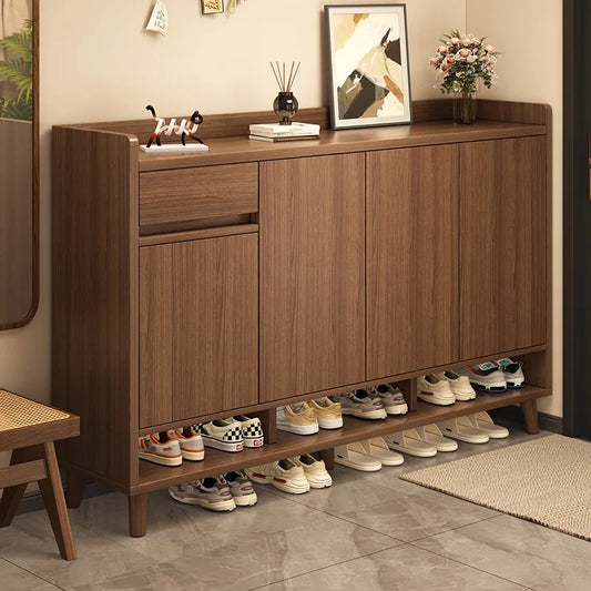 MoYu Modern Pine Wood Freestanding Shoe Rack Cabinet