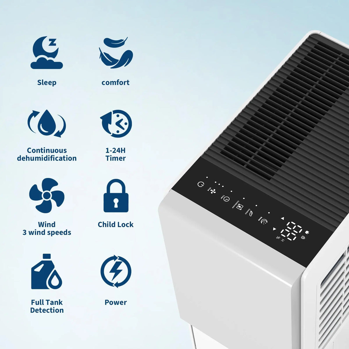 Adoolla Quiet High Efficiency Dehumidifier For Home Basement