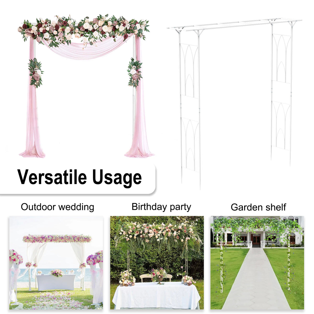 Garden Arch Arbor Iron Outdoor Trellis For Weddings And Gardens