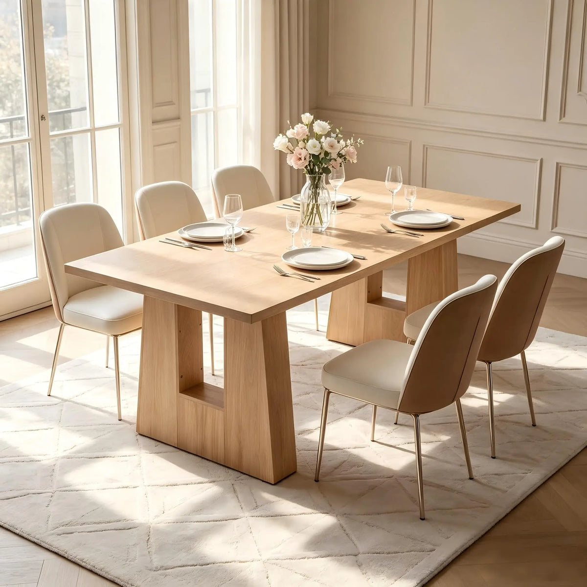 HiMISS Modern Mid Century Wooden Kitchen Dining Table