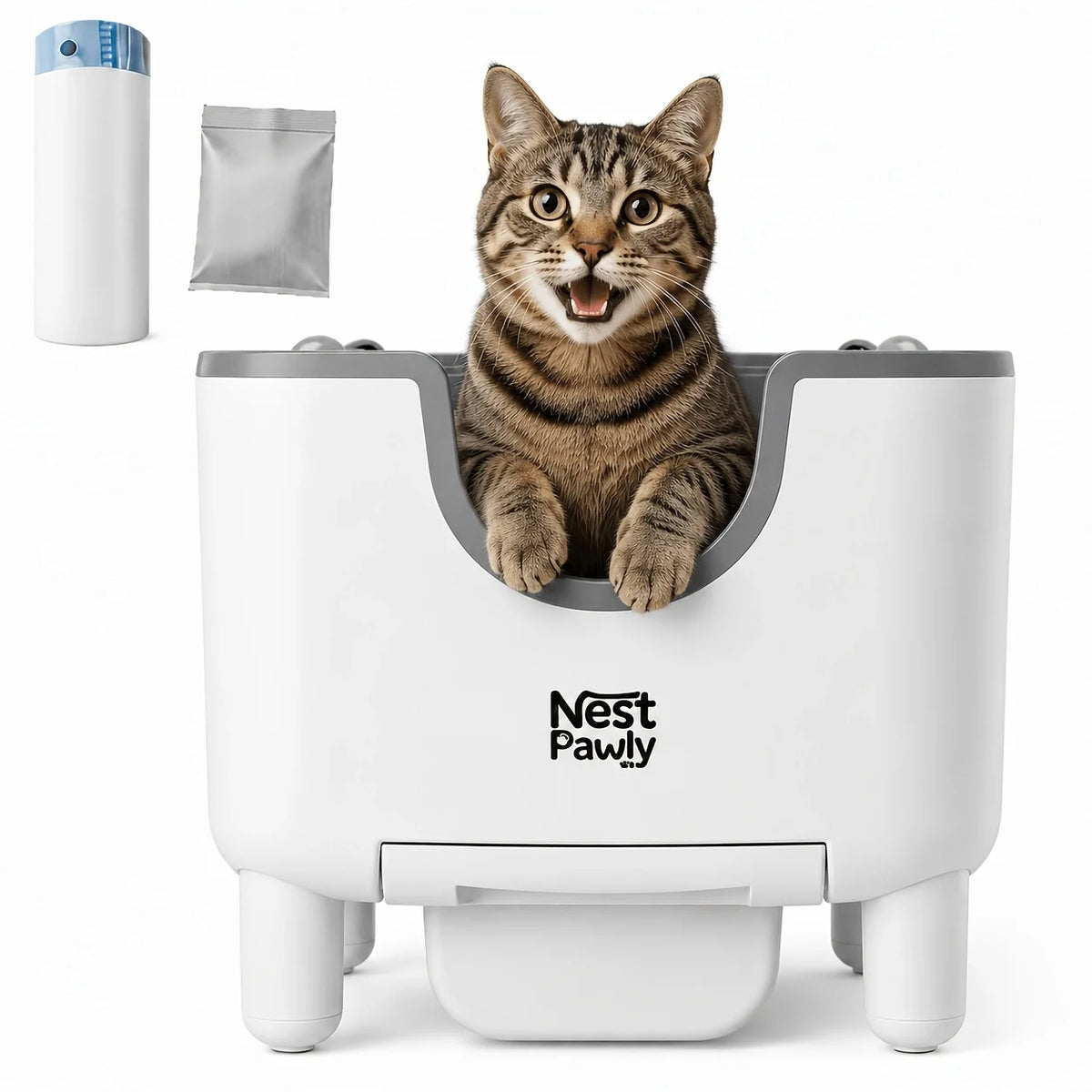 NestPawly M07 Self Cleaning Litter Box Open Top Cat Automatic Odor Control