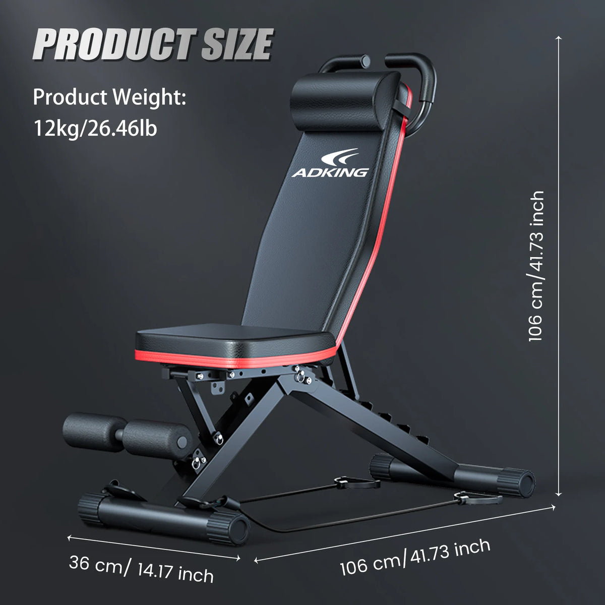 Foldable Weight Bench 1000lbs Capacity Sit Up Assistance Adjustable Home Gym