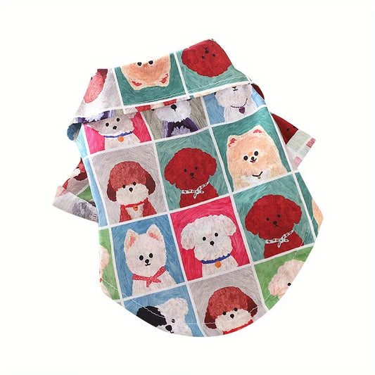 Lightweight Breathable Cartoon Plaid Puppy Shirt For Teddy Bichon