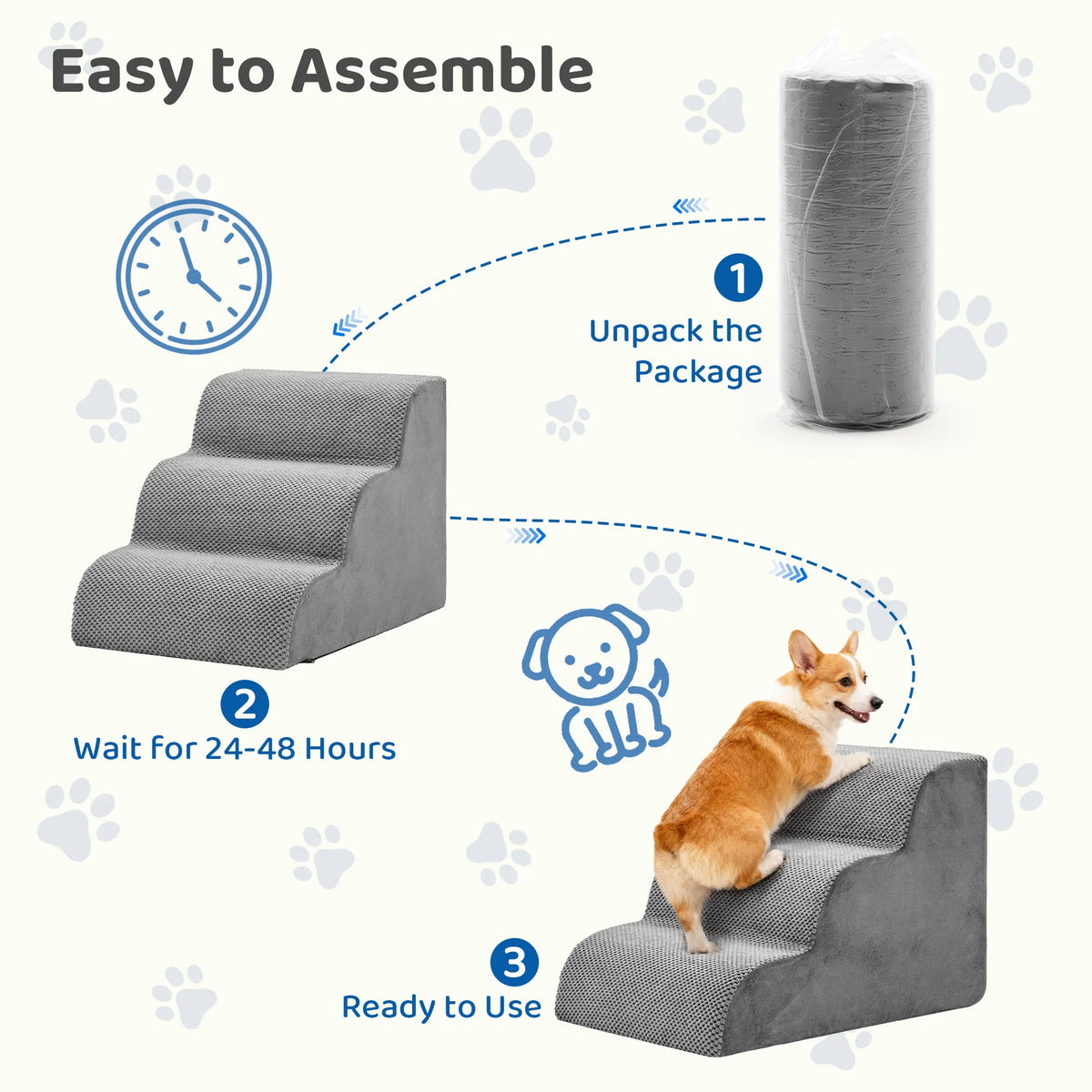 Ergonomic Curved Pet Foam Staircase Ramp For Small Canines Indoor