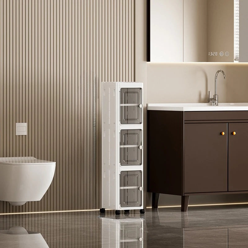 Slim Foldable Five Tier Bathroom Storage Cabinet Organizer
