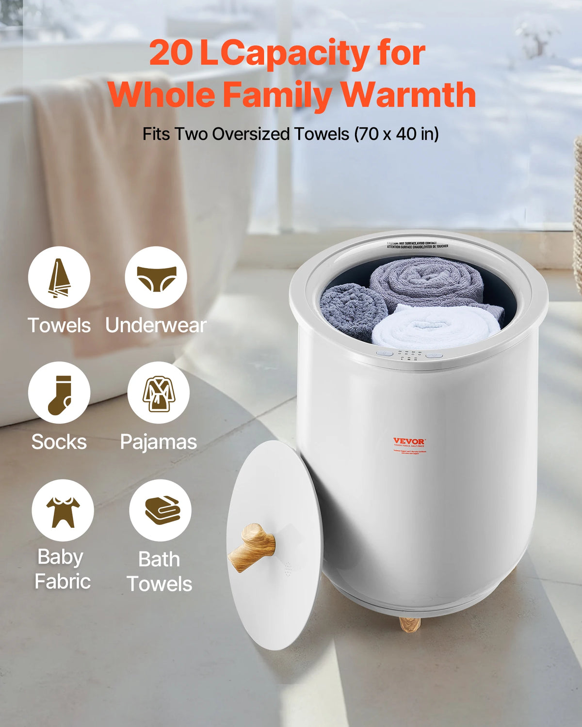 SucceBuy Heated Towel Warmer Bucket With Automatic Temperature Settings
