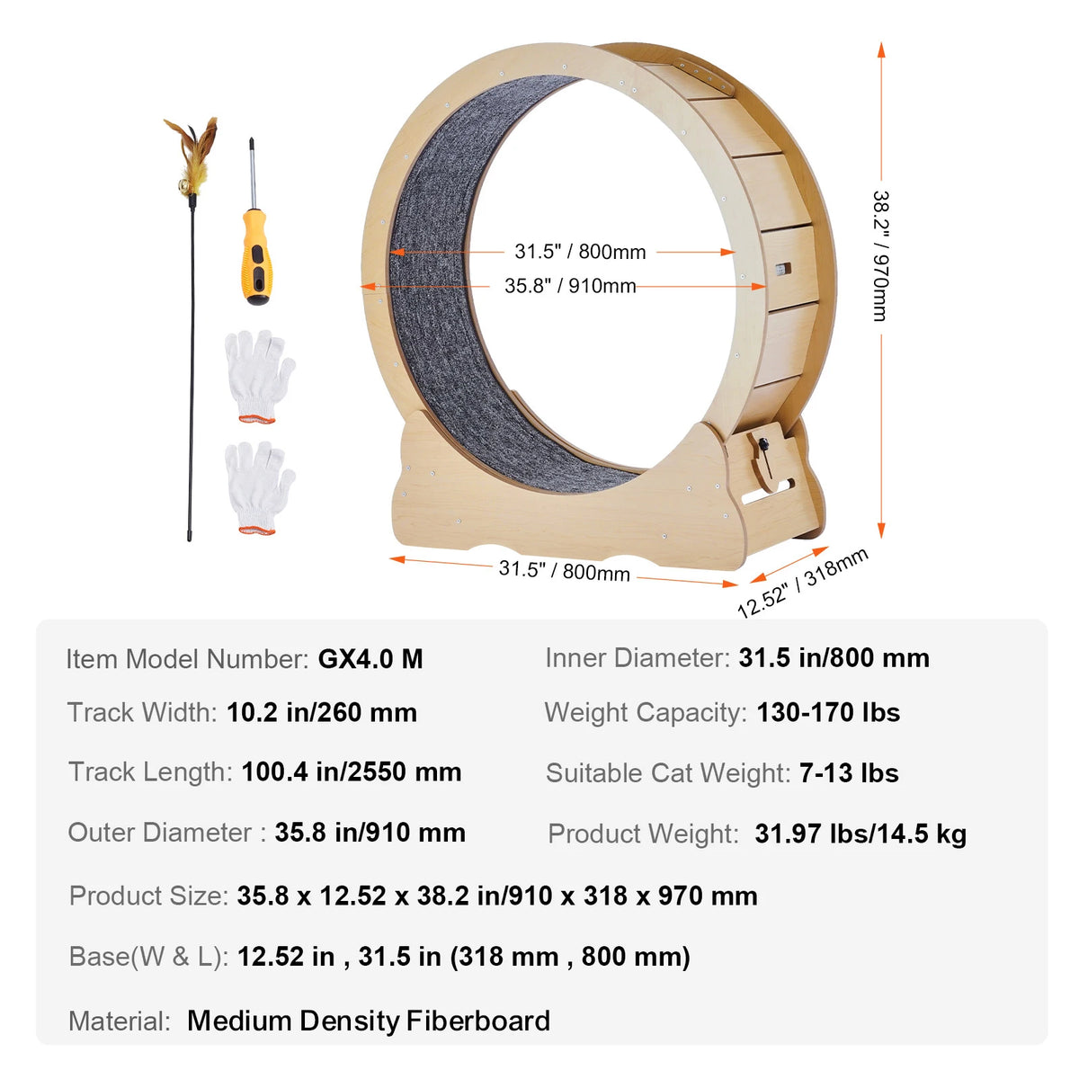 Wooden Indoor Cat Running Treadmill And Exercise Wheel