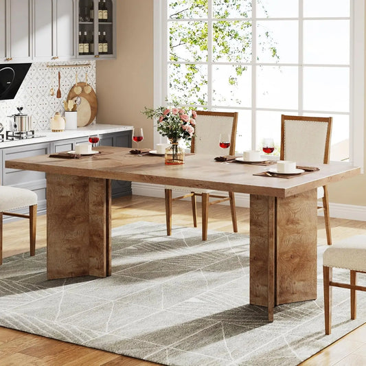 Tribesigns Modern Rectangular Wooden Dining Table for Kitchen Use