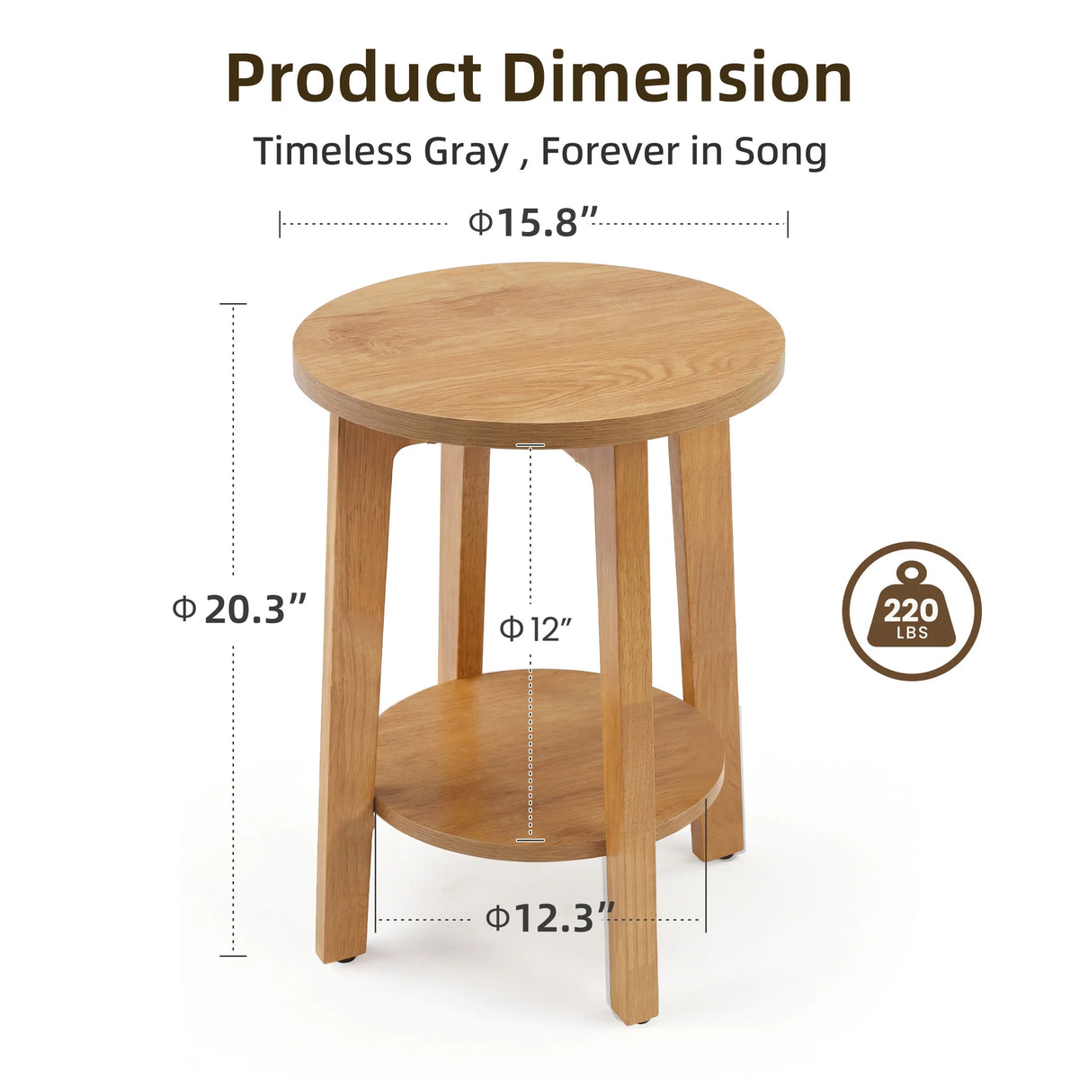 JHK Modern Two Tier Round Coffee Table With Storage Shelf