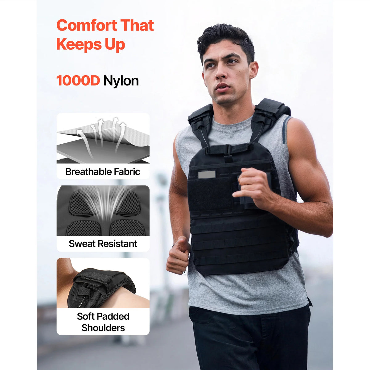 Professional Weighted Vest With Padded Shoulders For Strength Training Runs