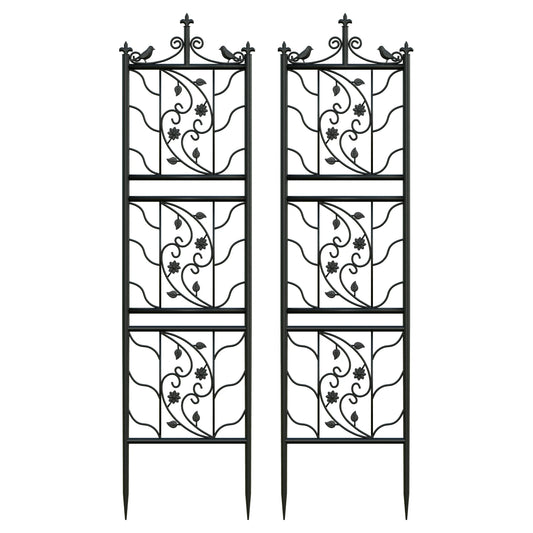 Metal Garden Trellis Bird Leaf Grid Panel Fence 2 Pack