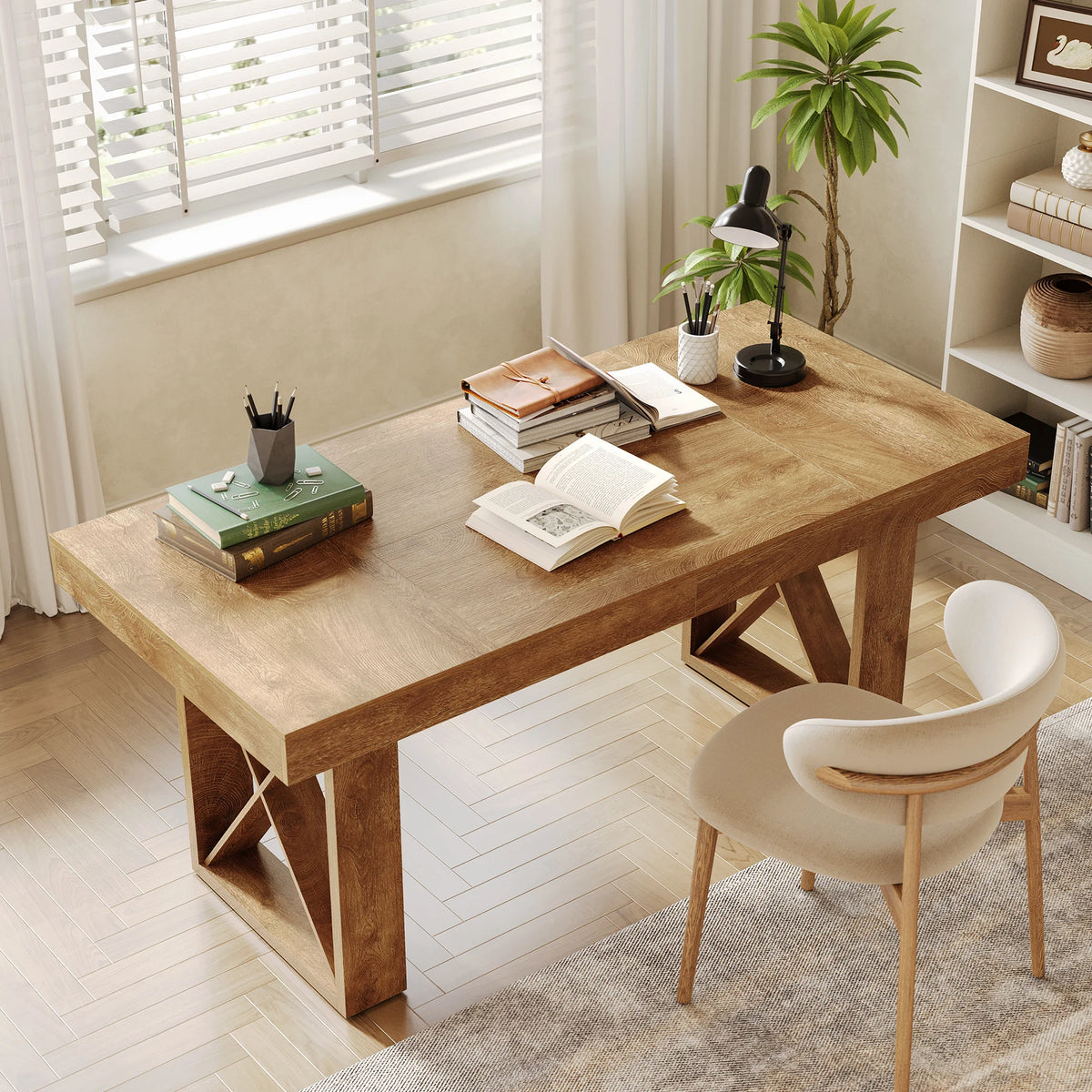 Tribesigns Farmhouse Wooden Rectangular Dining Table