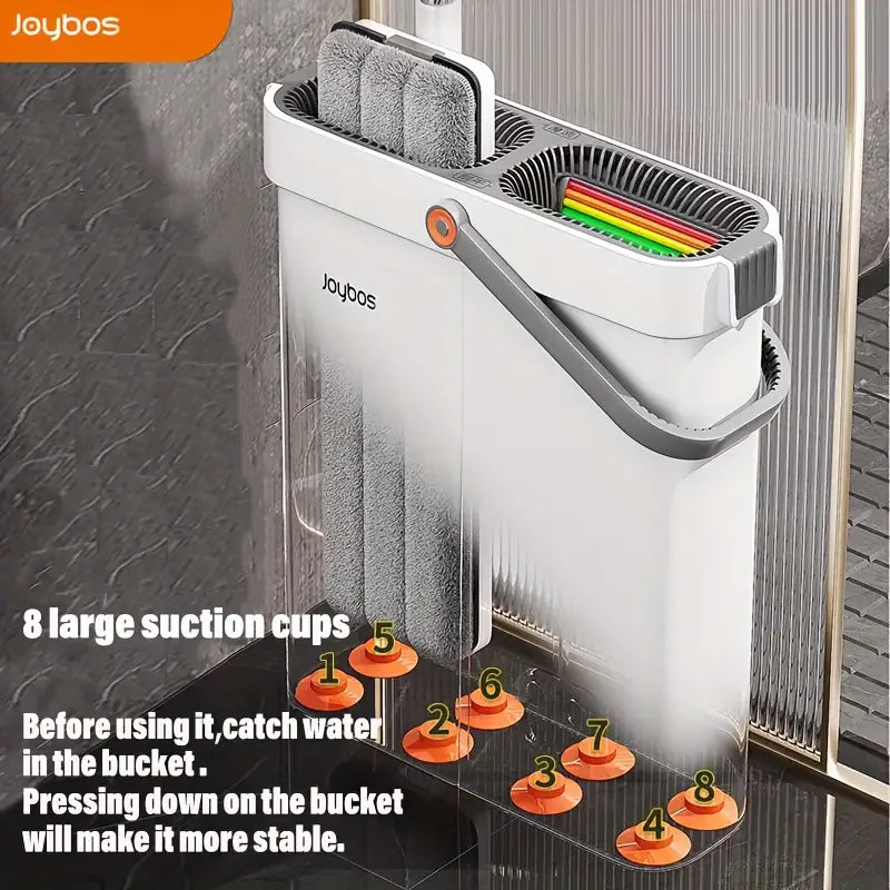 Joybos Flat Mop And Bucket System With Two Microfiber Pads