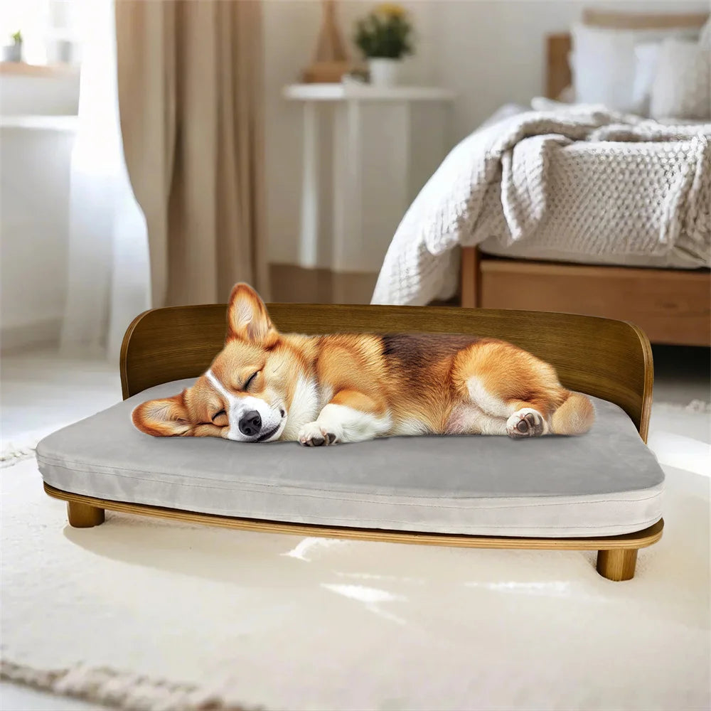 Borwart Elevated Wood Pet Sofa With Cushion For Pets