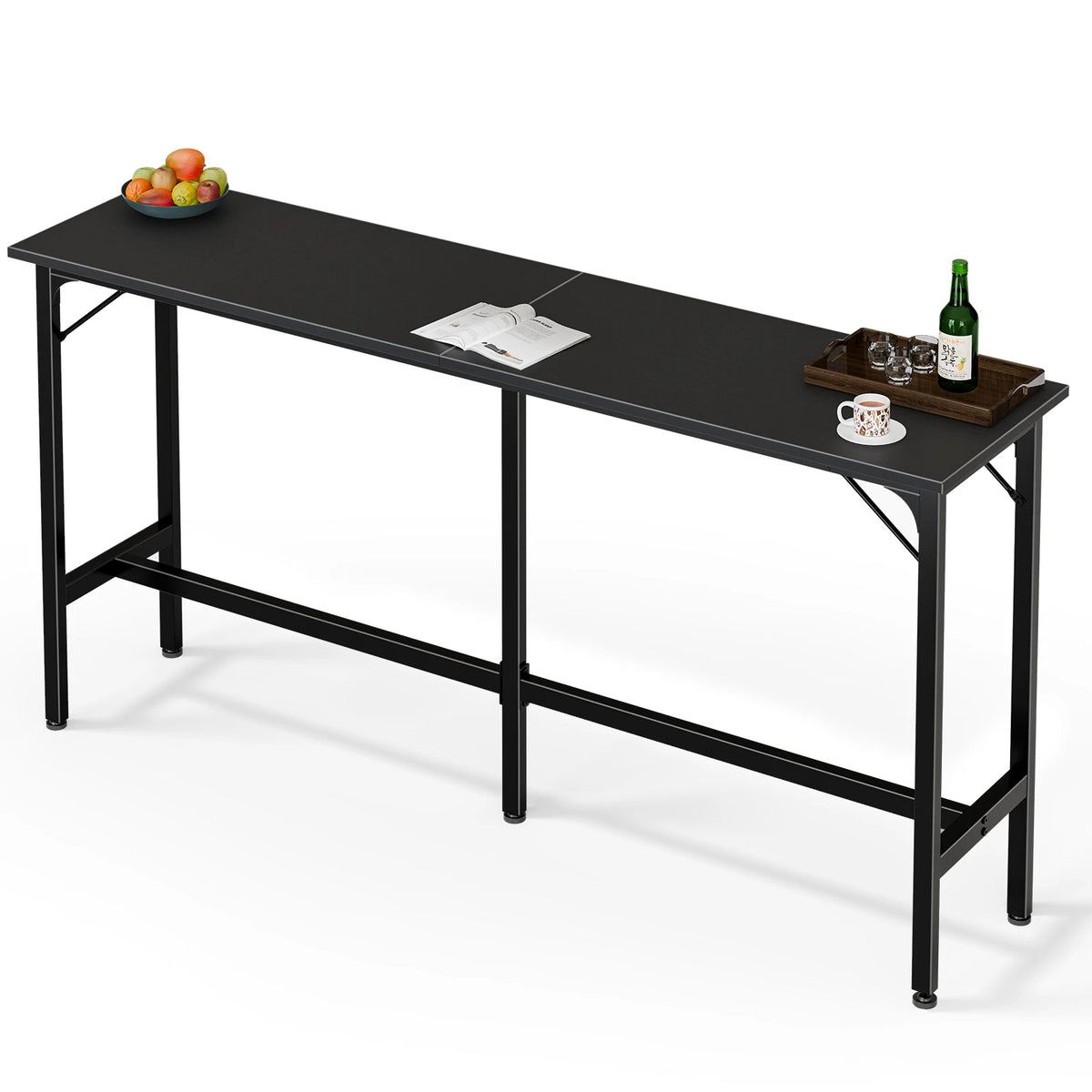 JHK Rectangular Counter Height Bar Table With Metal Frame