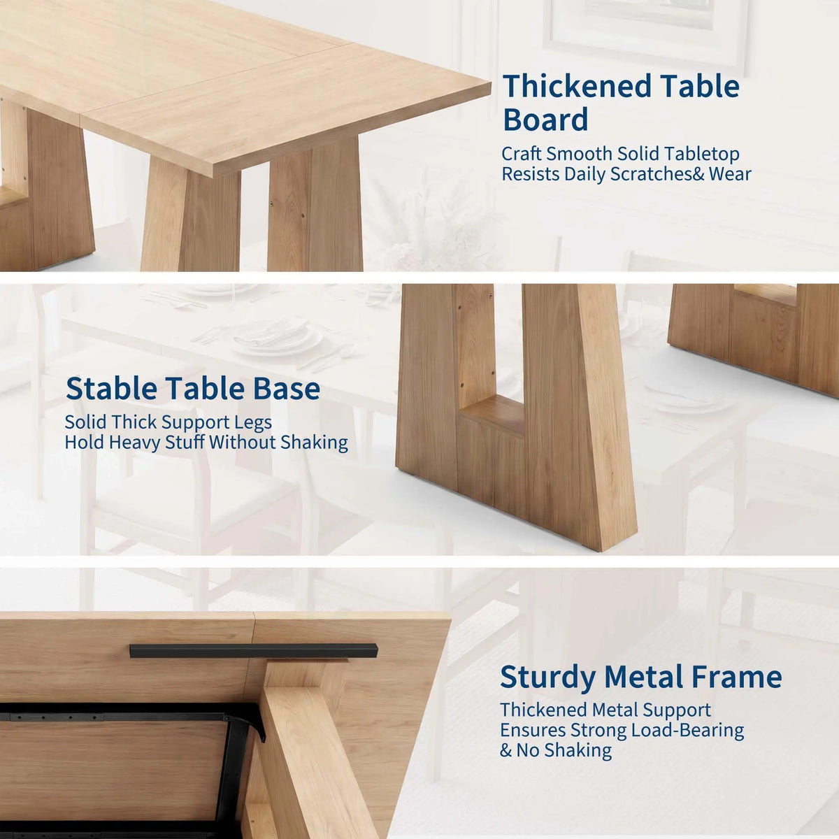 HiMISS Modern Mid Century Wooden Kitchen Dining Table