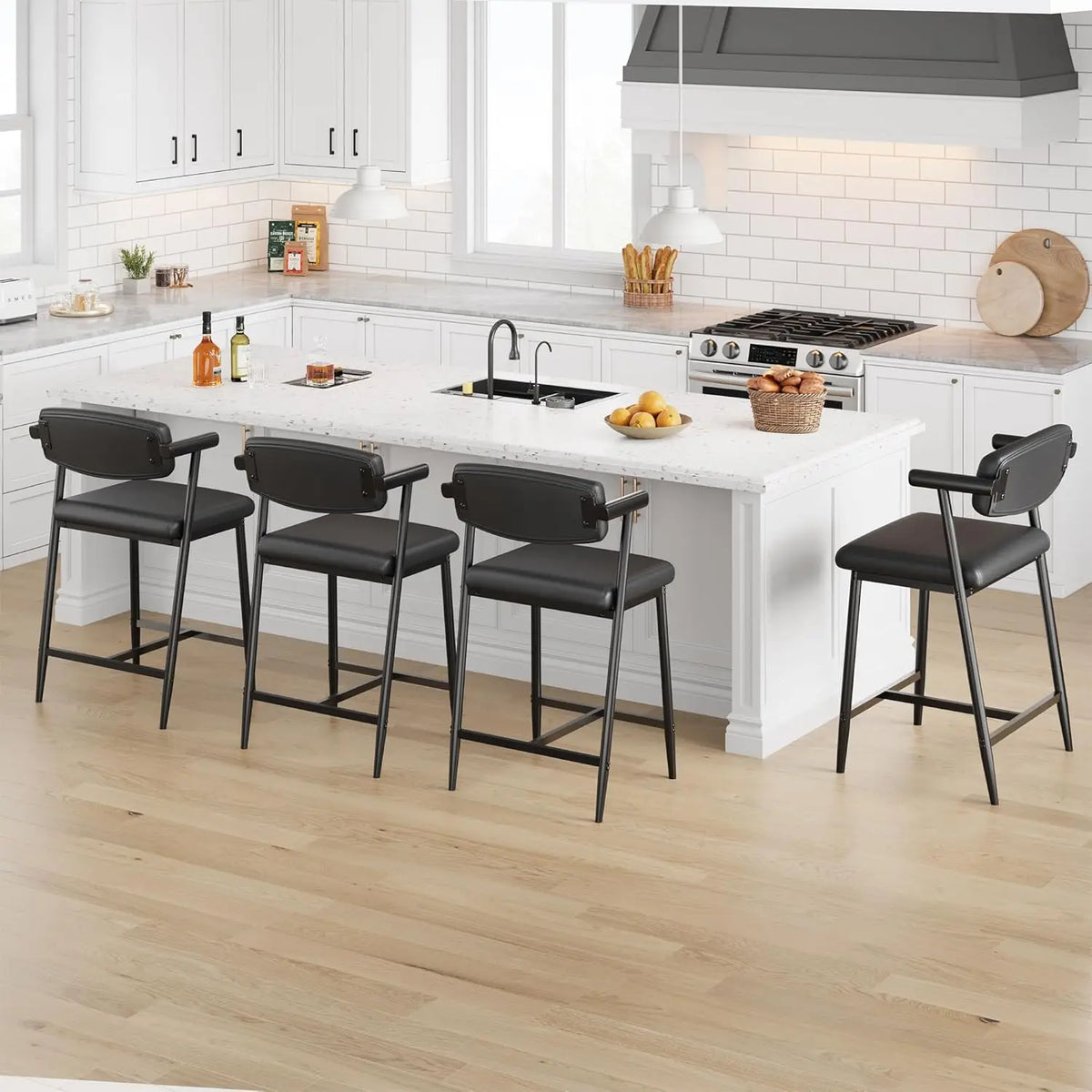 Twister CK Modern Bar Stools With Upholstered Seat And Footrest