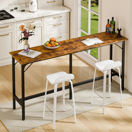 JHK Rectangular Counter Height Bar Table With Metal Frame