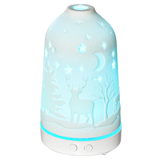 Essential Oil Aromatherapy Diffuser With Ceramic Cover And Led Lights