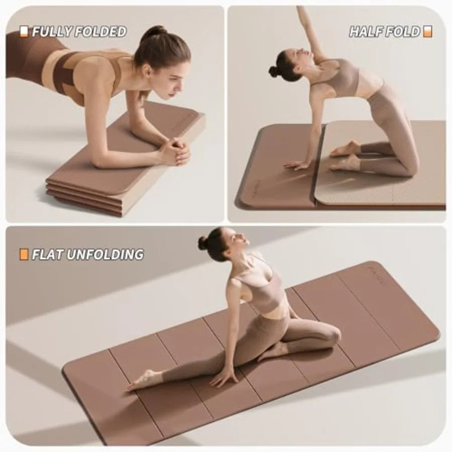 Foldable Yoga Mat Extra Thick Non Slip Thermoplastic Elastomer Portable
