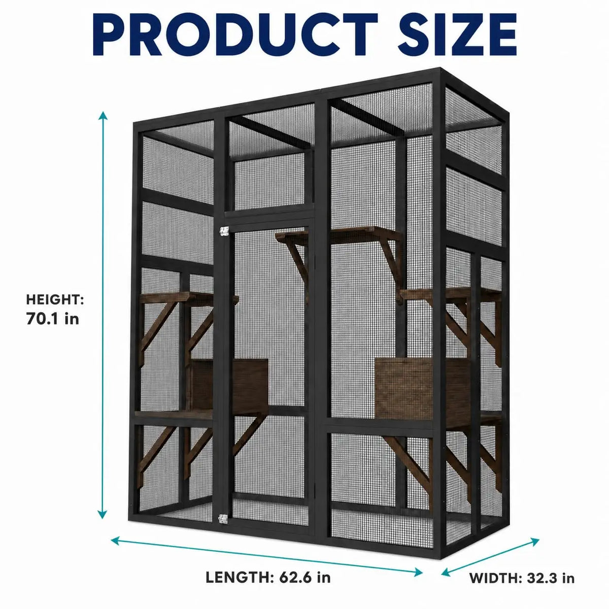HiMiss Outdoor Catio Cat Enclosure Wooden Platform Rest Box