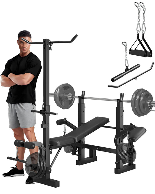 HiMISS Adjustable Weight Bench With Leg Developer Foldable Home Gym