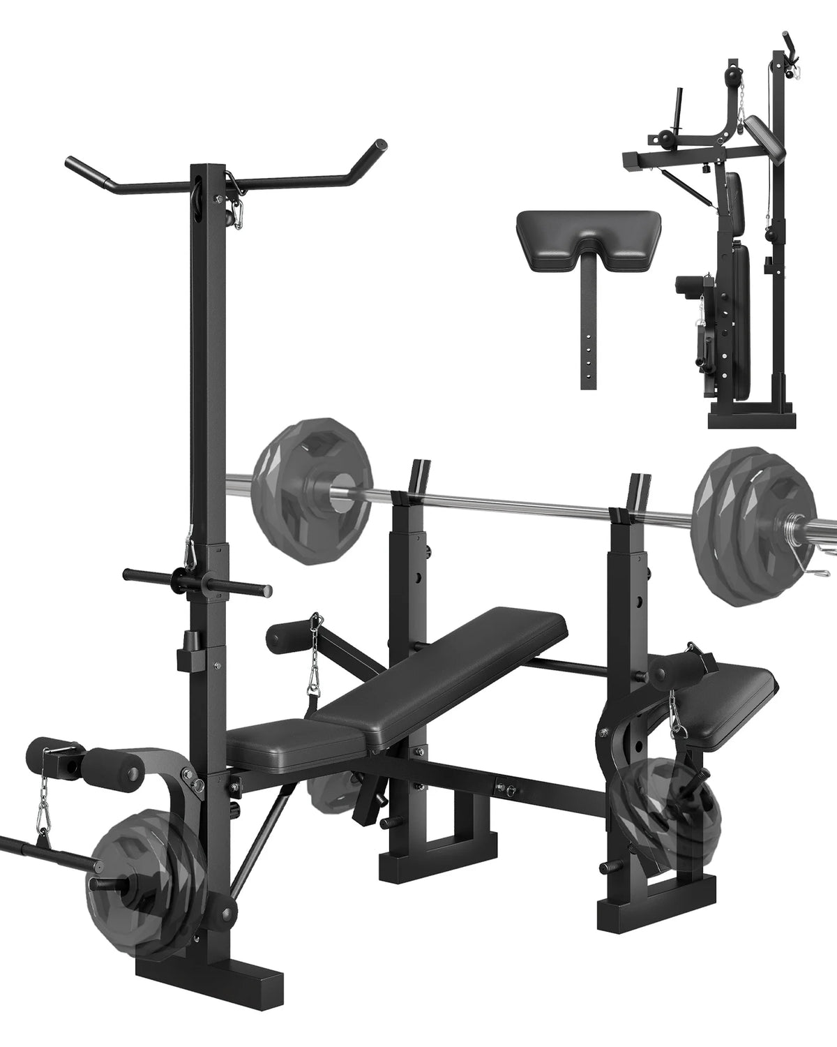 HiMISS Adjustable Weight Bench With Leg Developer Foldable Home Gym