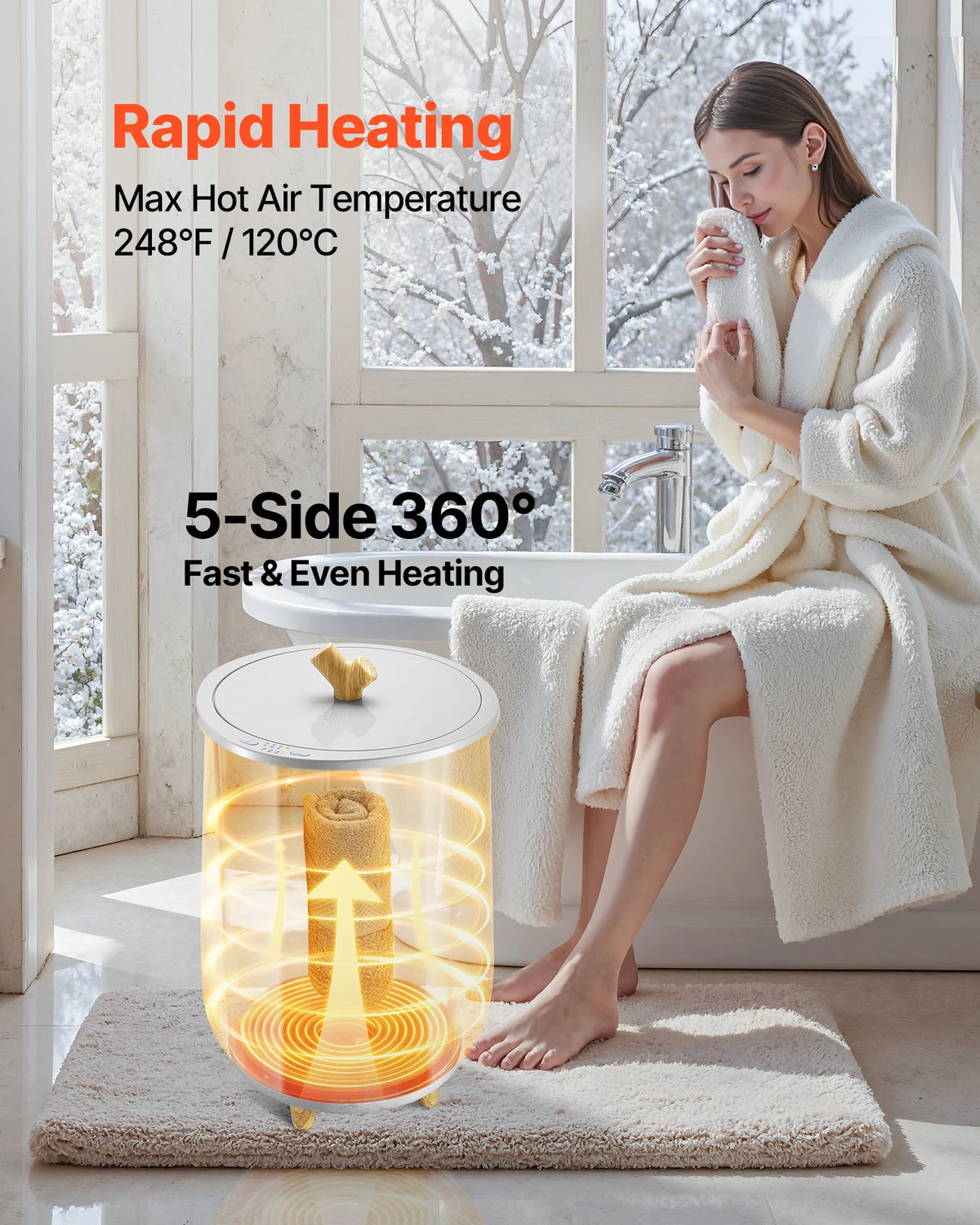 SucceBuy Heated Towel Warmer Bucket With Automatic Temperature Settings