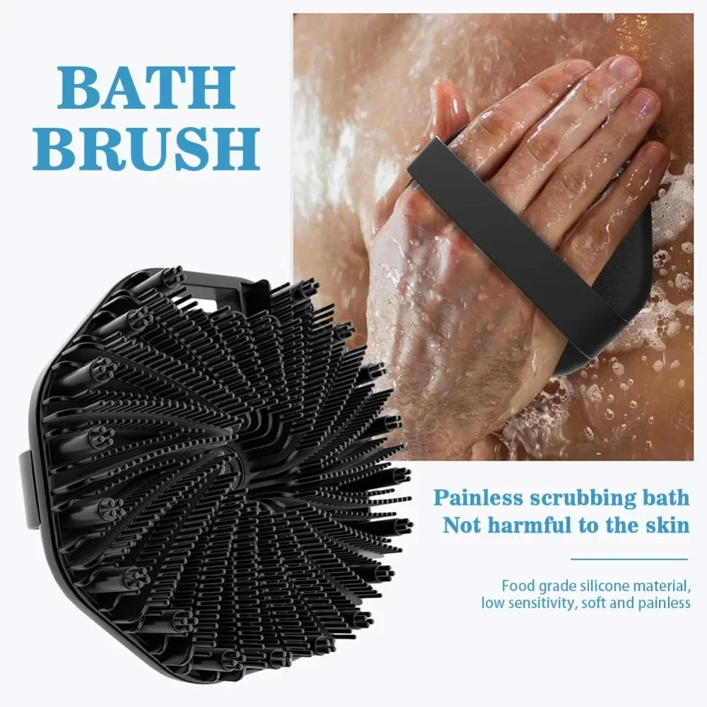 Soft Silicone Back Brush With Handle For Bath And Exfoliation