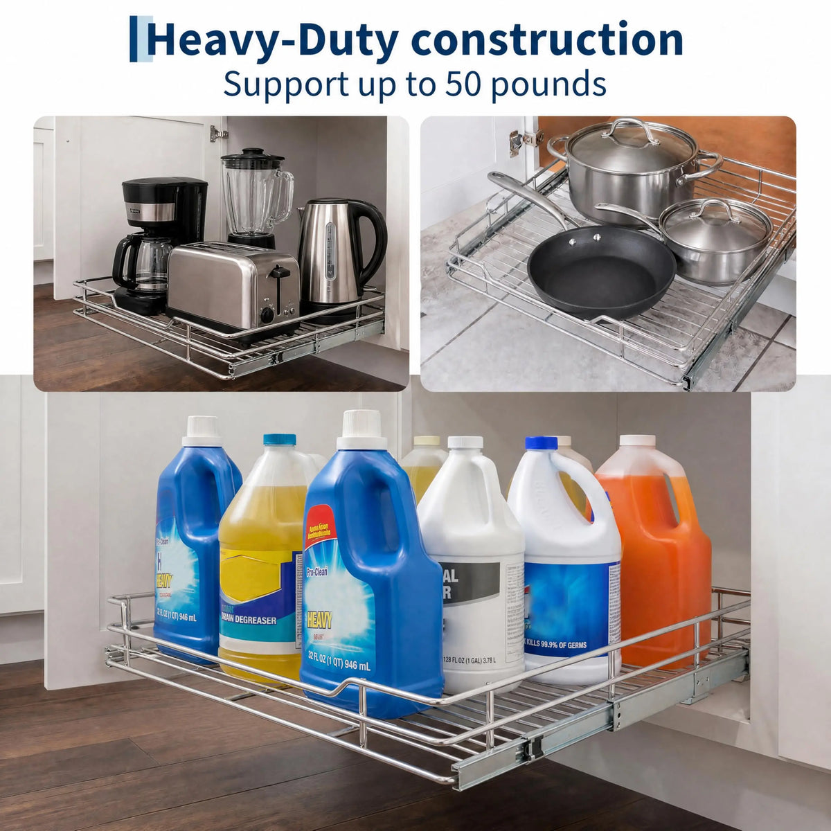 HiMISS Stainless Steel Pull Out Cabinet Organizer For Kitchen