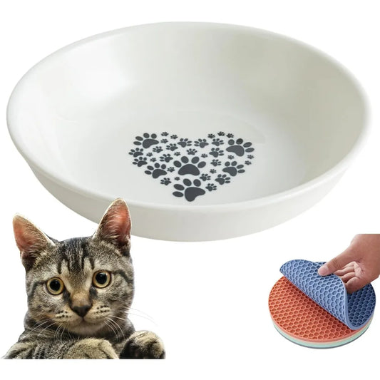 Shallow Non Slip Cat Bowl Prevents Whisker Fatigue Effectively
