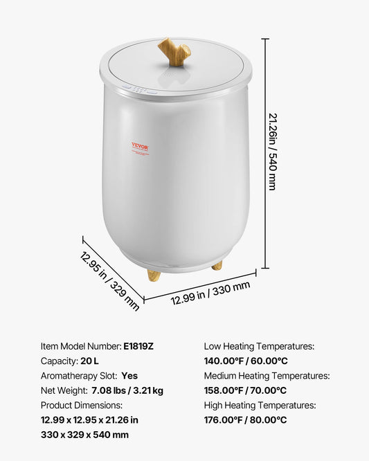 SucceBuy Heated Towel Warmer Bucket With Automatic Temperature Settings