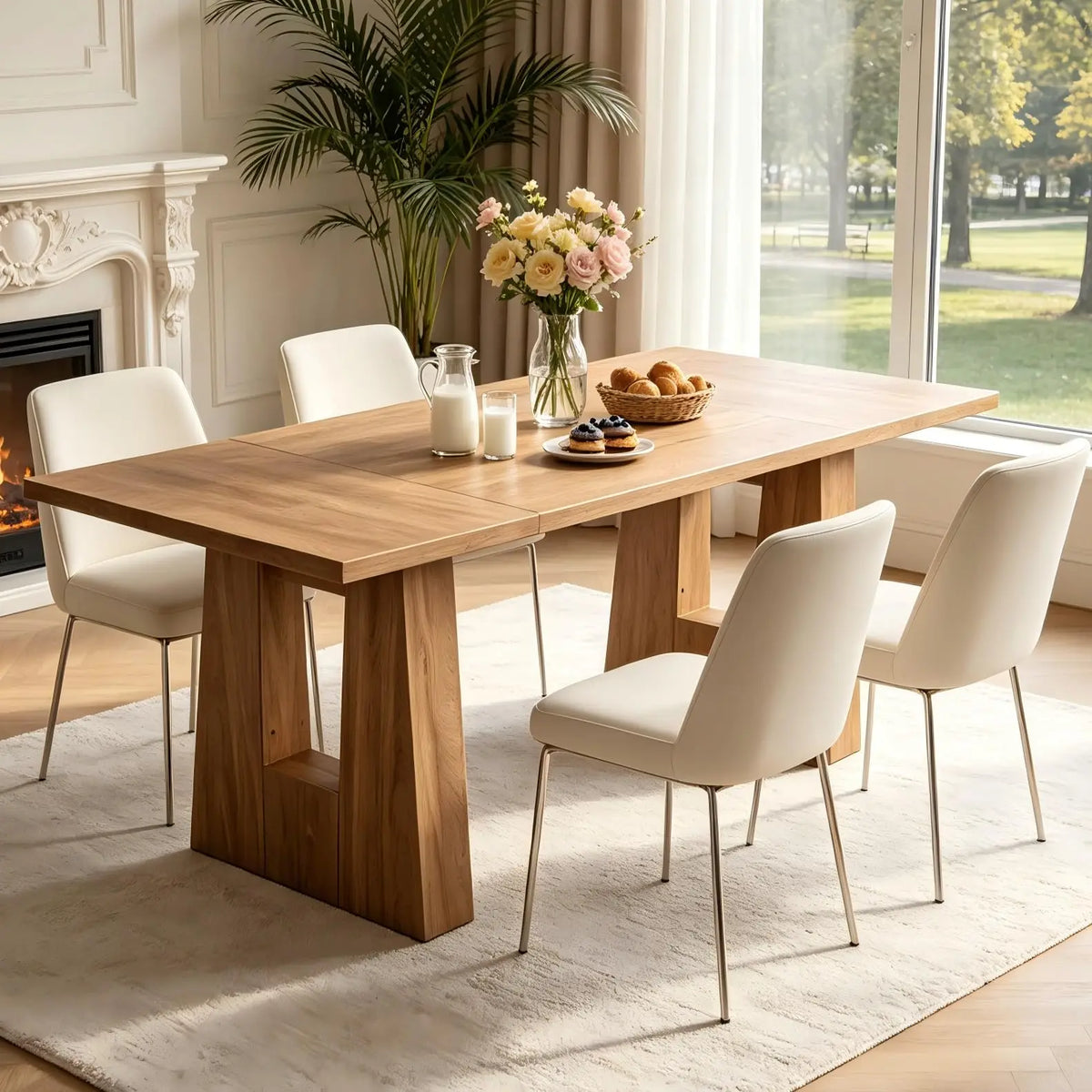 HiMISS Modern Mid Century Wooden Kitchen Dining Table