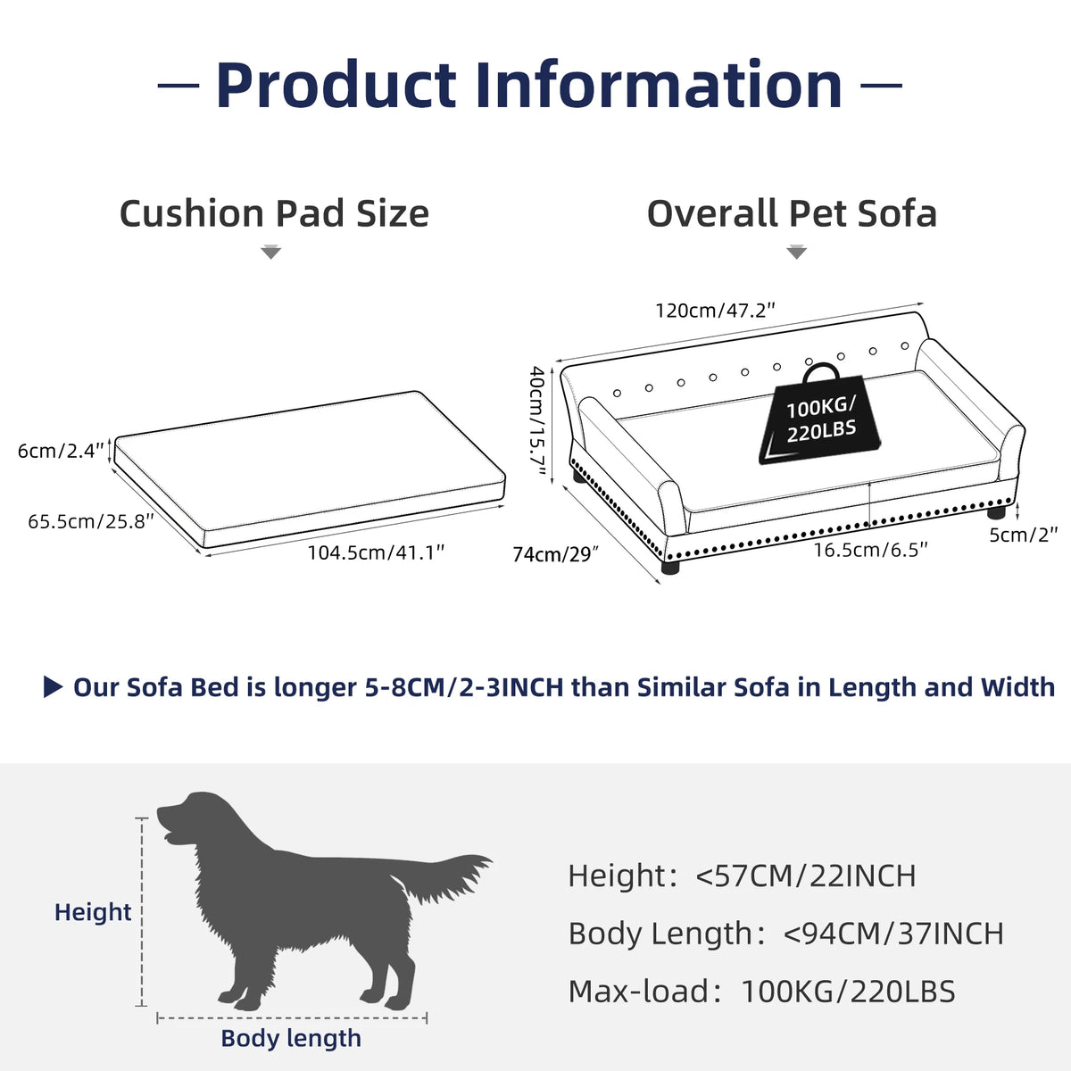 BINGOPAW Extra Large Dog Sofa Bed For Large Dogs Elevated