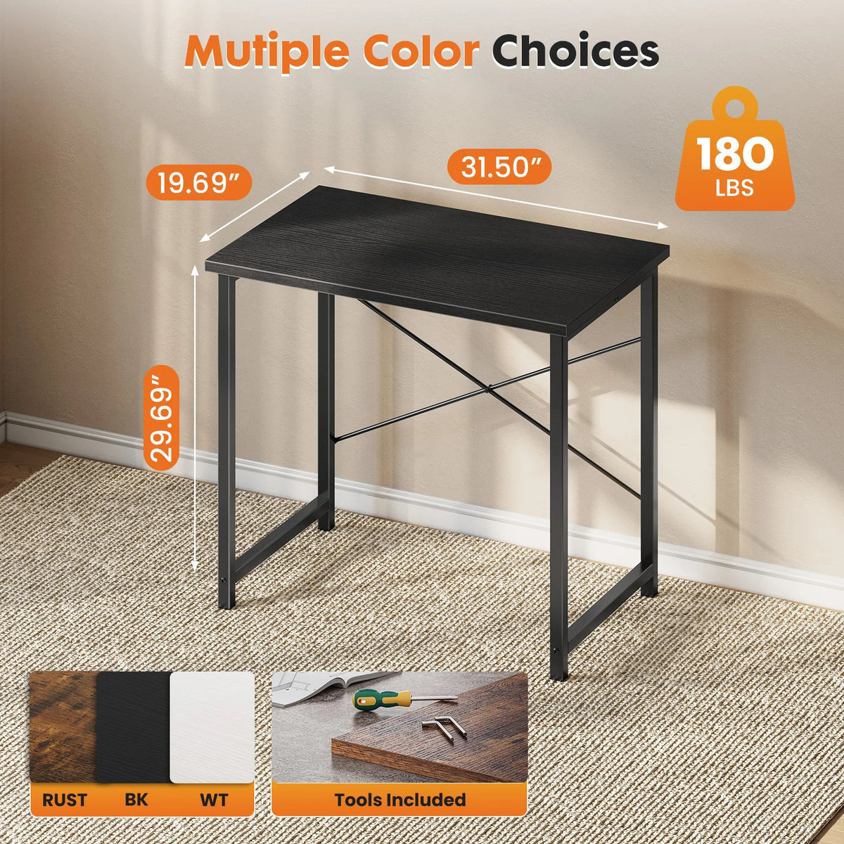MCQ 31 Inch Standing Office Computer Desk Sturdy Metal Frame