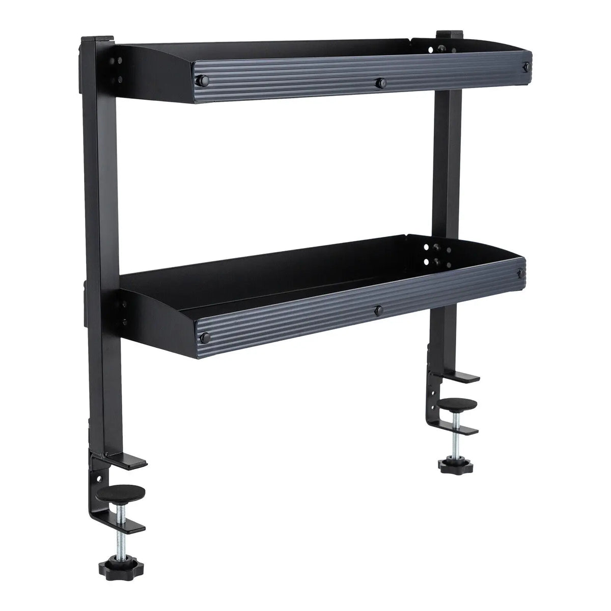 Adjustable Metal 2-Tier Clamp-On Desktop Shelving With Tray