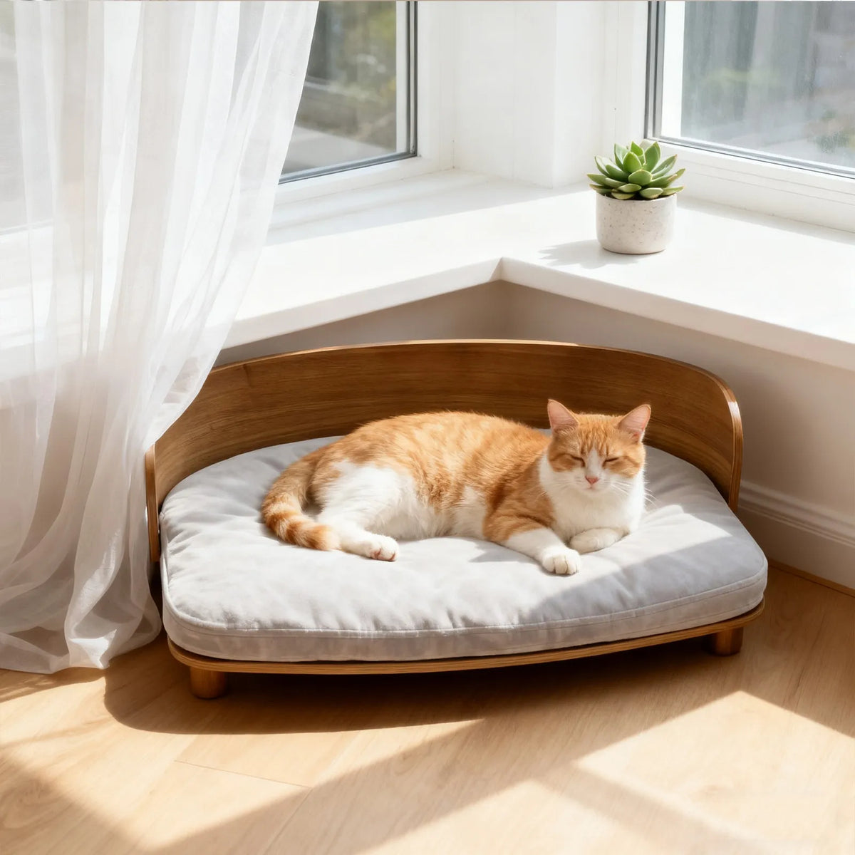 Borwart Elevated Wood Pet Sofa With Cushion For Pets