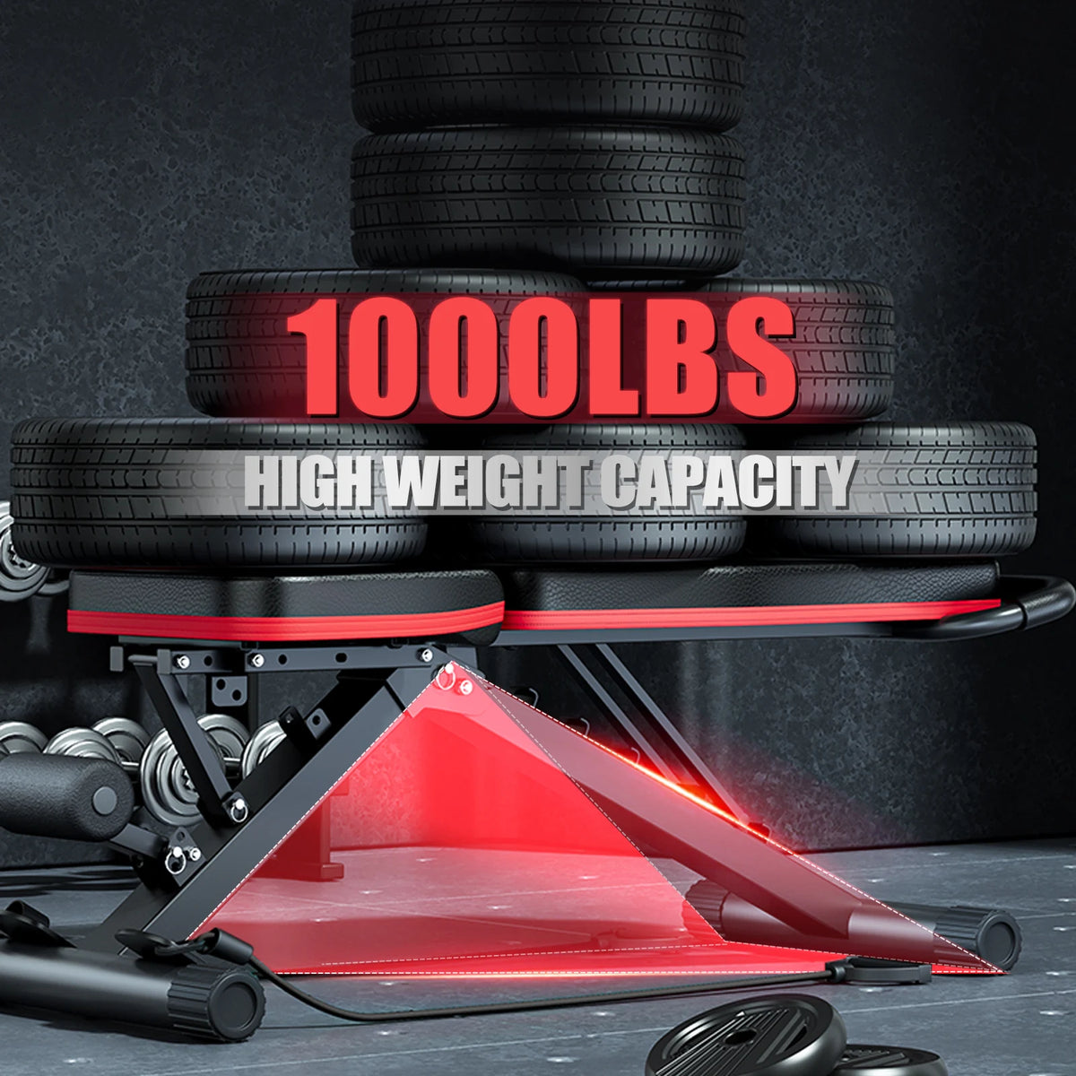Foldable Weight Bench 1000lbs Capacity Sit Up Assistance Adjustable Home Gym