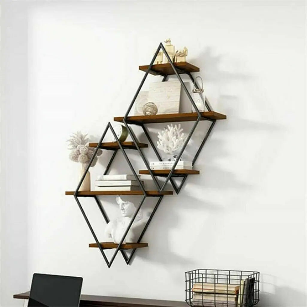 Rustic Wall Mounted Wooden Floating Display Shelf
