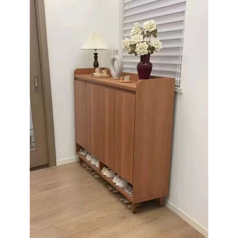 MoYu Modern Pine Wood Freestanding Shoe Rack Cabinet