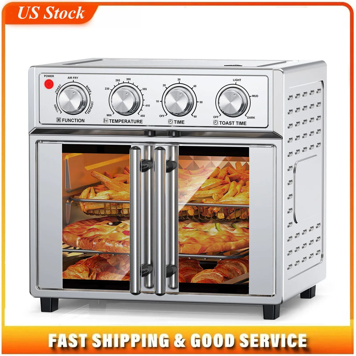 French Door Air Fryer Convection Toaster Oven 1700W Multifunction