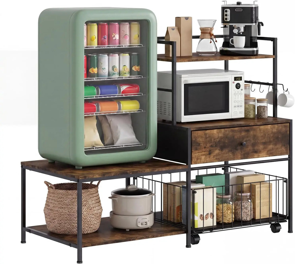 Garvee Premium Mini Fridge Stand With Metal Storage Drawers
