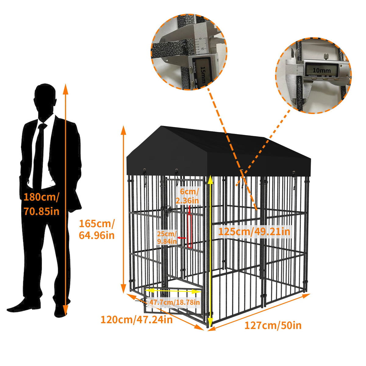 Durable Metal Outdoor Dog Kennel With Roof Shelter For Animals
