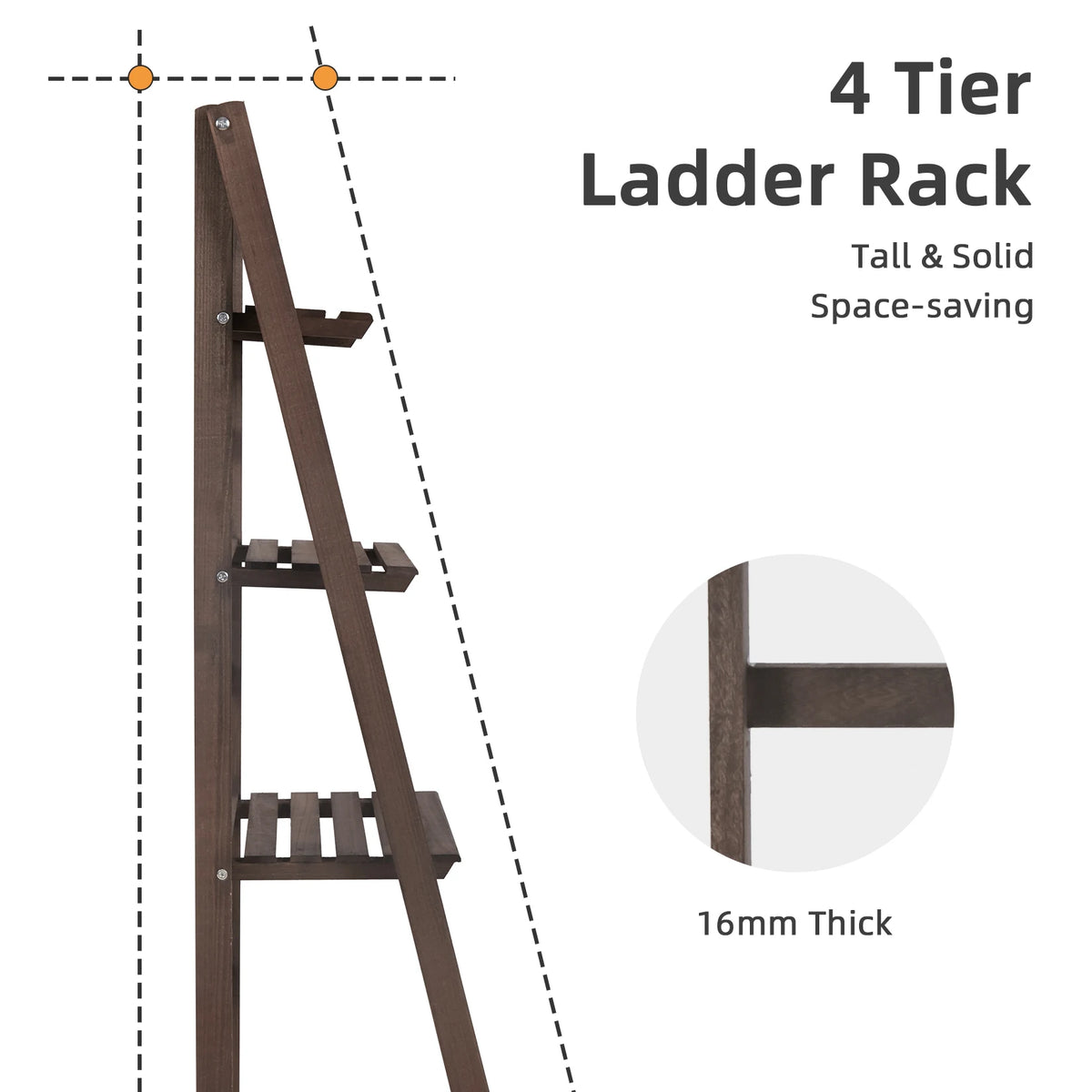 Folding Four Tier Ladder Shelf Display Rack For Indoor Use