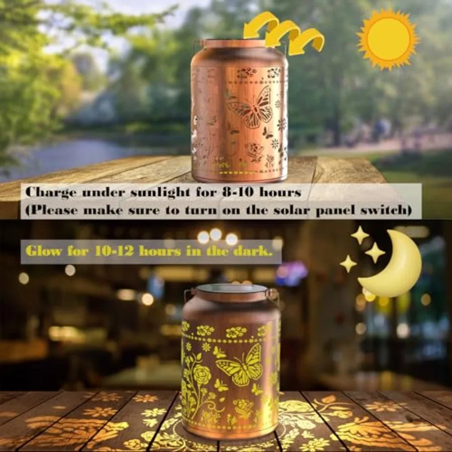 2 Pack Butterfly Solar Lanterns Waterproof Outdoor Garden Lights